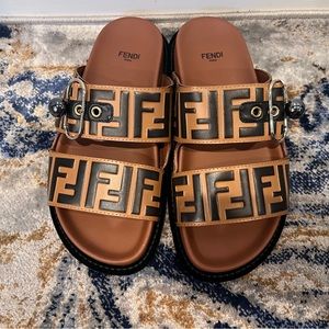FENDI Sandals - Size: 37 | Color: Dark Brown Tobacco